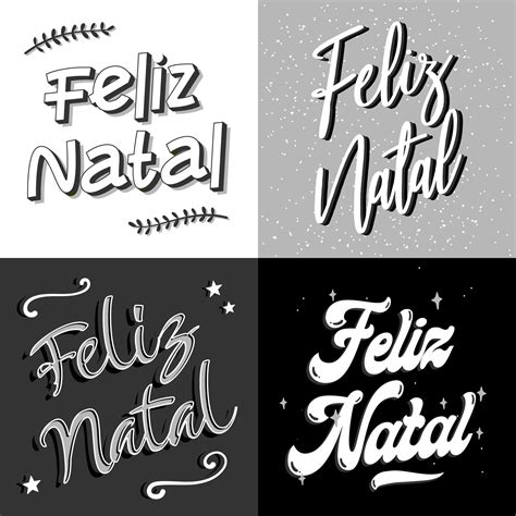 Four Merry Christmas Vector in Brazilian Portuguese. Translation ...