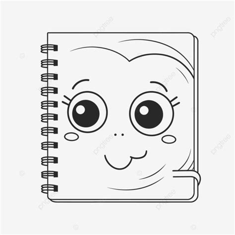 Cute Face On Notebook Outline Sketch Drawing Vector, Notebook Drawing, Notebook Outline ...