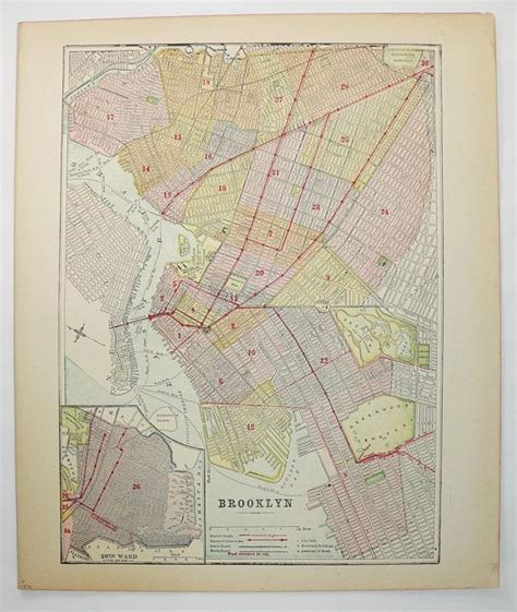 Vintage Brooklyn NY Street Map 1896 | Etsy | Antique map, Unique office decor, Housewarming ...