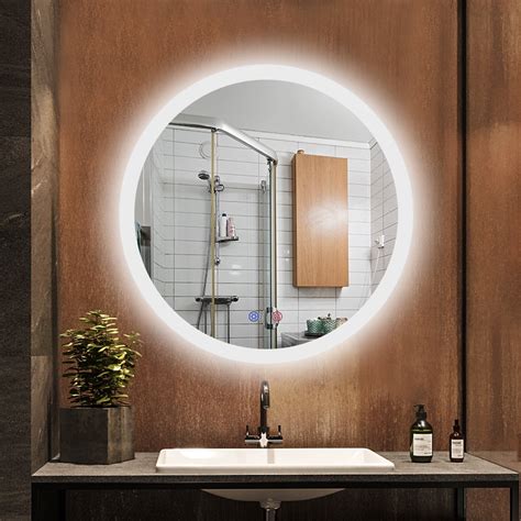 Round Bathroom Mirror With Light Round Bathroom Mirror Warm Led ...