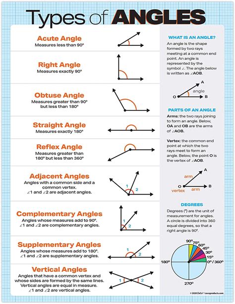 Zoco Types of Angles Geometry Laminated Poster for Kid's Room and ...