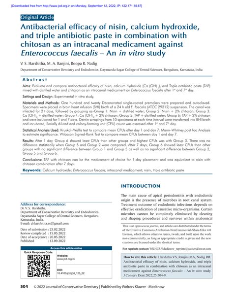 (PDF) Antibacterial efficacy of nisin, calcium hydroxide, and triple antibiotic paste in ...