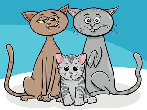 cartoon cat family with kitten animal characters 7048234 Vector Art at ...