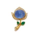 Gold, Sapphire, Emerald Diamond Clip-Brooch | Fine Jewels | 2021 | Sotheby's