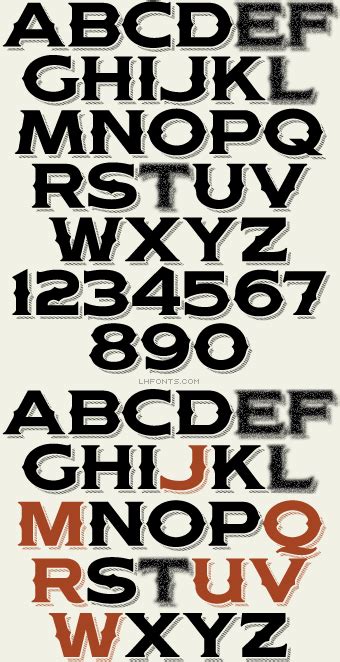 LHF Woodmere™ Spurs Shadow 2 (Lines) A bold, masculine letter style inspired by old fire trucks ...