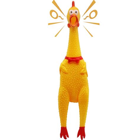 Novelty Place [Extra Load] Squawking Chicken Dog Toys - Large 16 Inch - Yellow Rubber Squeeze ...