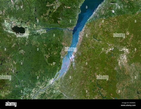 Saint-Lawrence River, Quebec, Canada, True Colour Satellite Image. Satellite image of Quebec ...