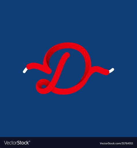 D letter sport logo formed shoe lace Royalty Free Vector