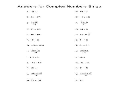 Complex Numbers Worksheet Pdf - Wordworksheet.com