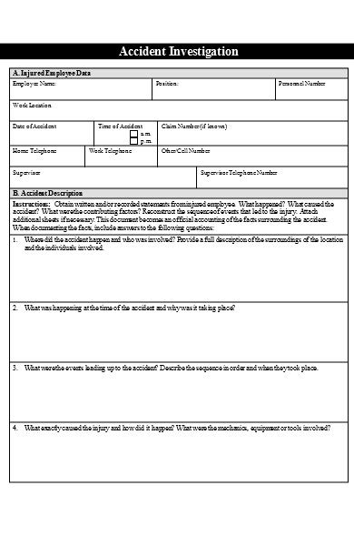 FREE 6+ Accident Investigation Forms in PDF | MS Word