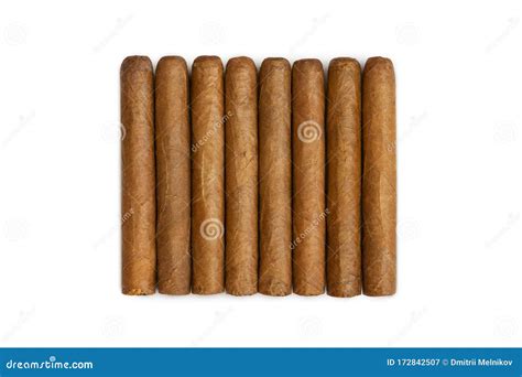 Real Expensive Cuban Cigars. Havana Cigars Set Isolated on White Stock Image - Image of smoke ...