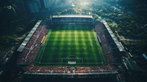 Premium AI Image | Aerial view of Stadium modern football soccer stadium