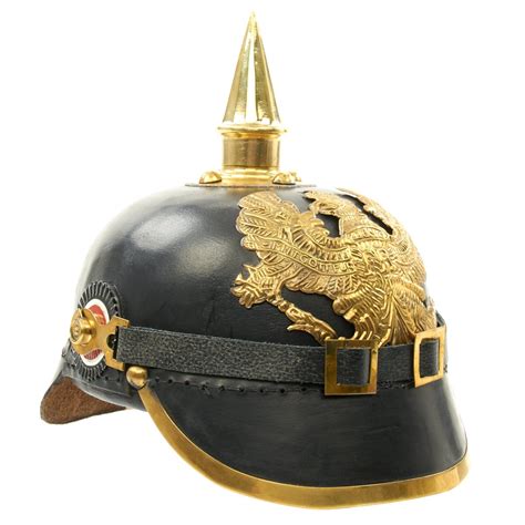 Imperial German Spiked Pickelhaube Helmet- Black Leather and Brass ...