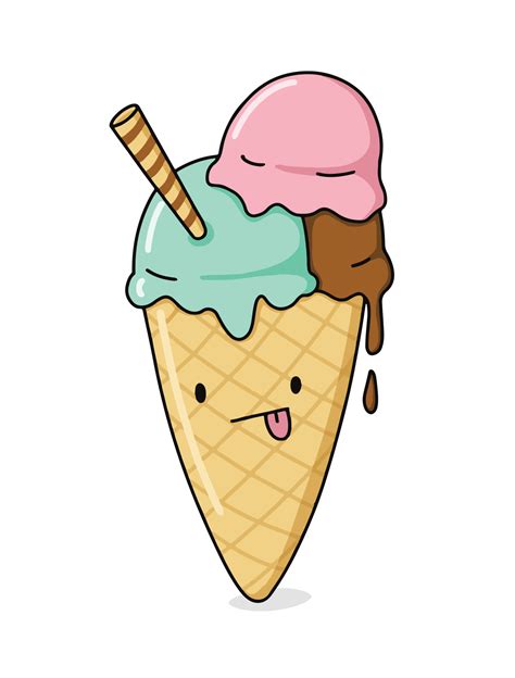 ilustración de helado de dibujos animados divertidos. lindo postre ...