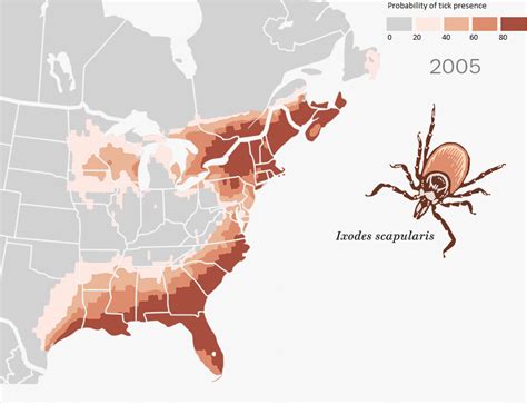 Geographic distribution of ticks and disease cases in the U.S. - Vivid Maps