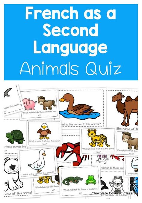 French Les Animaux Digital Quiz. Your French as Second Language (FSL ...