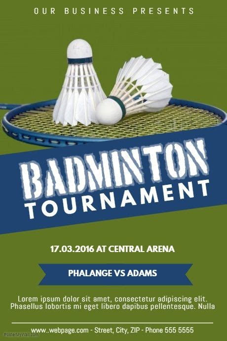 Badminton Tournament Flyer Poster Template | PosterMyWall