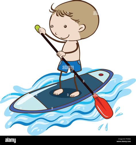 A Boy Stand Up Paddle Board illustration Stock Vector Image & Art - Alamy