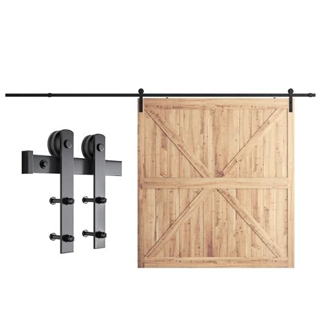 SMARTSTANDARD 12ft Heavy Duty Sturdy Sliding Barn Door Hardware Kit - Smoothly and Quietly for ...