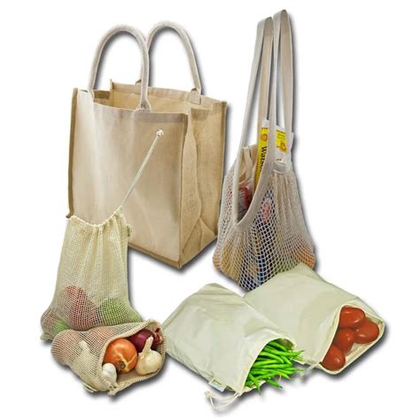 Eco Friendly Reusable Large Organic Cotton Net Farmers Market Grocery Shopping Bag Set,String ...