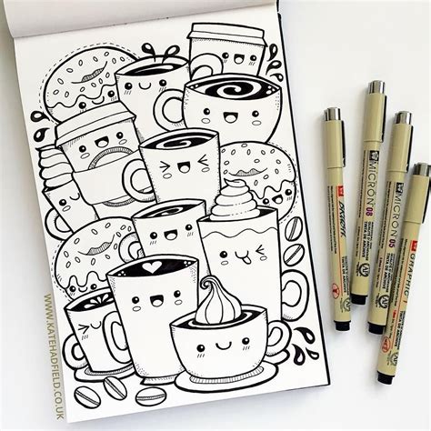 Kawaii coffee sketchbook drawing for IF Draw A Week by Kate Hadfield | sketchbook drawing ...