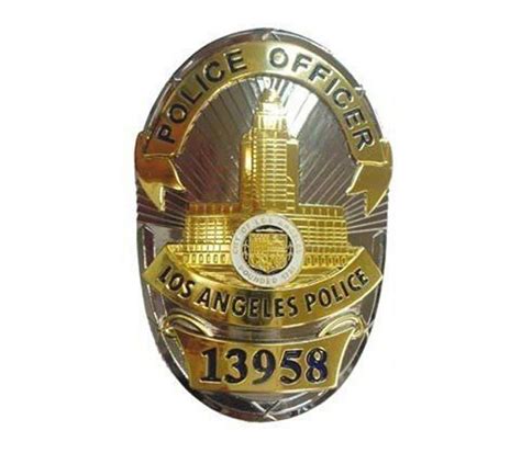 LAPD Los Angeles Police Officer Badge Replica Movie Props With Number 13958 16520 ...