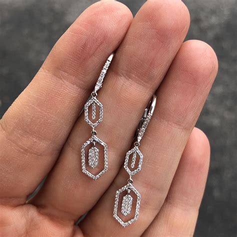 Diamond Geometric Dangle Earrings | Diamond drop earrings, Jewelry, Drop earrings