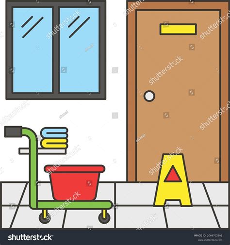 Housekeeping Cart Outside Door House Maid Stock Vector (Royalty Free ...