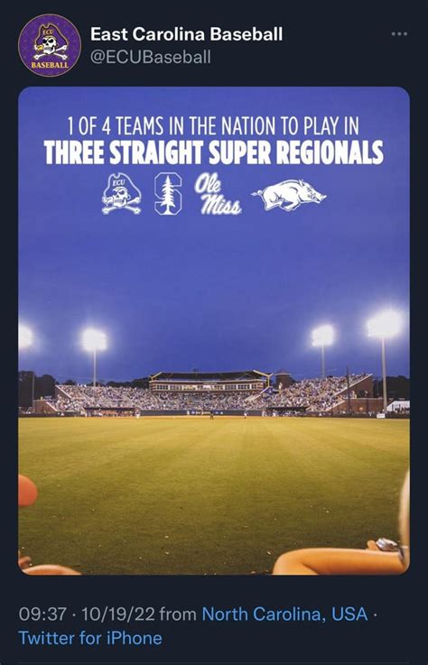 ECU baseball set to try for their 4th straight Super Regional : r/ECUsports