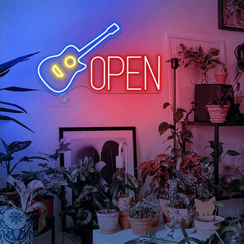 Neon Guitar Open Sign Led Light - NeonGrand