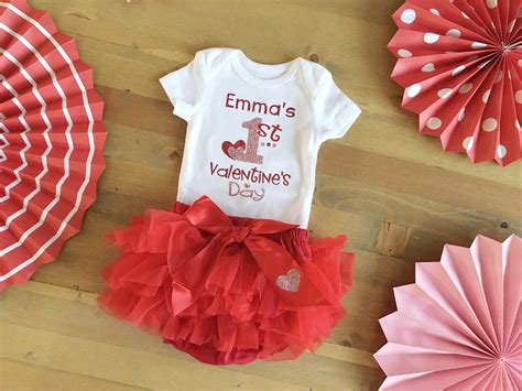 Girls First Valentine Outfit Personalized 1st Valentines | Etsy