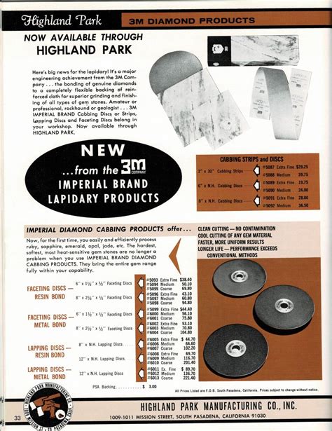 1970 / 71 Highland Park Lapidary Catalog | Tucson Lapidary