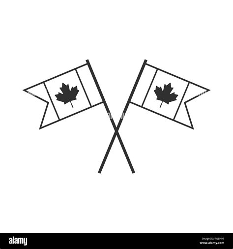 Canada flag icon in black outline flat design. Independence day or National day holiday concept ...