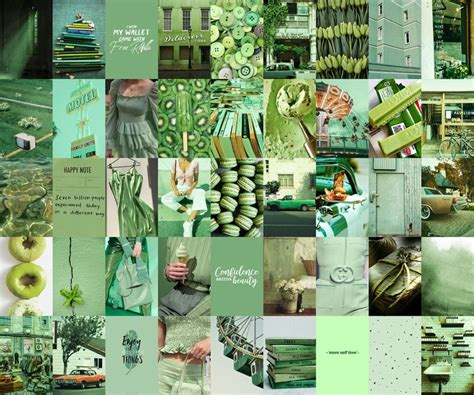 Evergreen Aesthetic Green Wall Collage Kit Digital Copy | Etsy