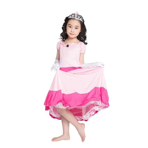 Deluxe Child Princess Peach Costume Women Princess Peach Super Mario Bros Party Cosplay Royal ...