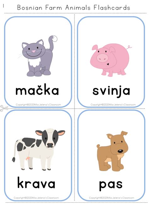 Bosnian Farm Animals Worksheets Latin Alphabet | Made By Teachers