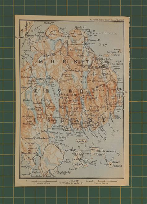 1909 Vintage Mount Desert Island Map