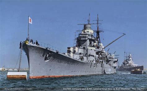 IJN Ashigara, and KM Graf Spee 1937 | by umbry101 Naval History, Military History, Heavy Cruiser ...