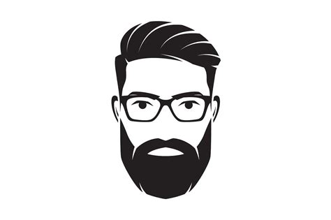 Bearded men face, hipster character. Vector illustration. by rikkyal on @creativemarket Beard ...