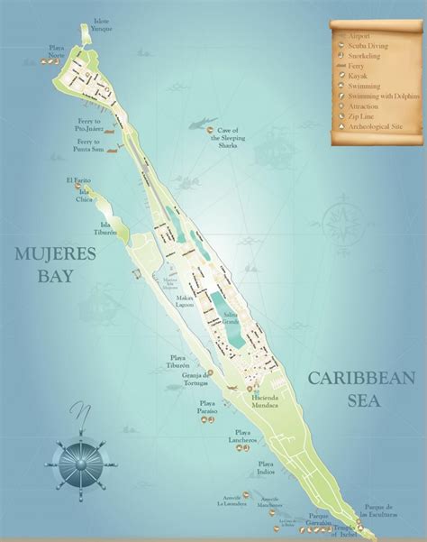 Isla Mujeres map - Ontheworldmap.com