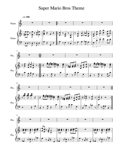 Super Mario Bros Theme Sheet music for Piano | Download free in PDF or MIDI | Musescore.com