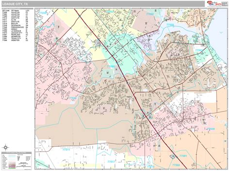 League City Texas Wall Map (Premium Style) by MarketMAPS