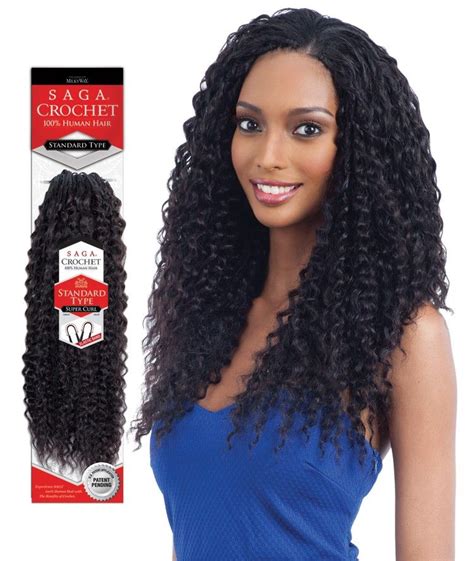 Saga Standard Type 100% Human Hair Crochet Braid SUPER CURL 10-18 Inch ...