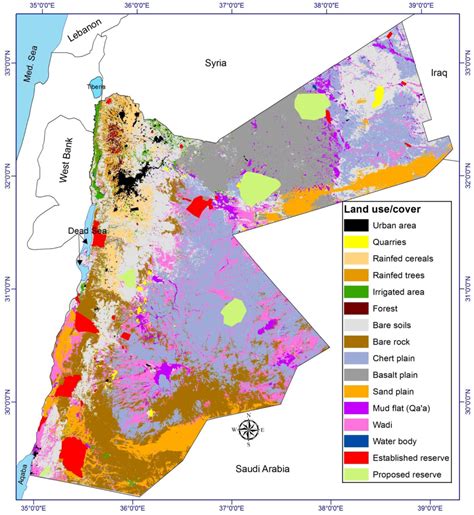 Jordanien Temperaturkarte