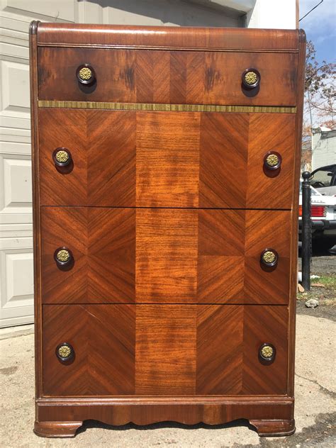 Circa Modern: Antique Art Deco Walnut Dresser - Dovetailed Drawers SOLD