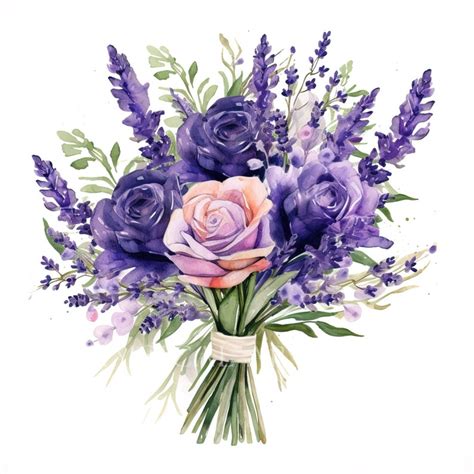 Lavender Clipart, Lavender Flower Clipart, Bridal Bouquet, Watercolor ...