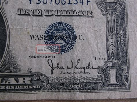 1935 - D $1 Silver Certificate Clarke / Snyder Historic Blue Seal Well Circulated