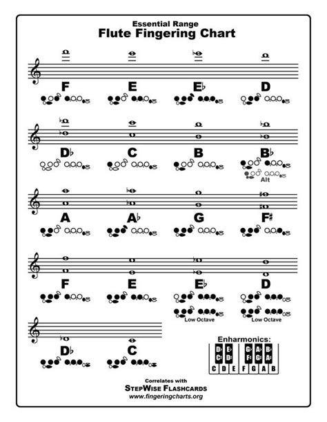 Flute Fingering Chart and Flashcards | Flute fingering chart, Trumpet fingering chart, Flute