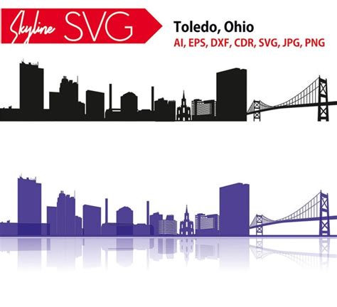 Toledo Skyline SVG Toledo Ohio Vector Toledo silhouette | Etsy