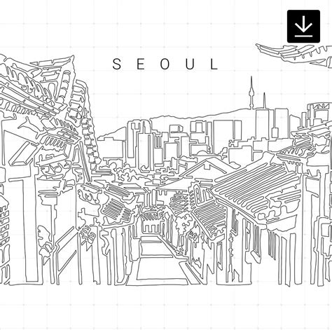 Seoul Skyline Vector Art - Digital Download | Vector art, Skyline drawing, Seoul skyline